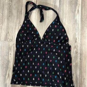 Size large Old navy black tankini bathing suit top with anchors